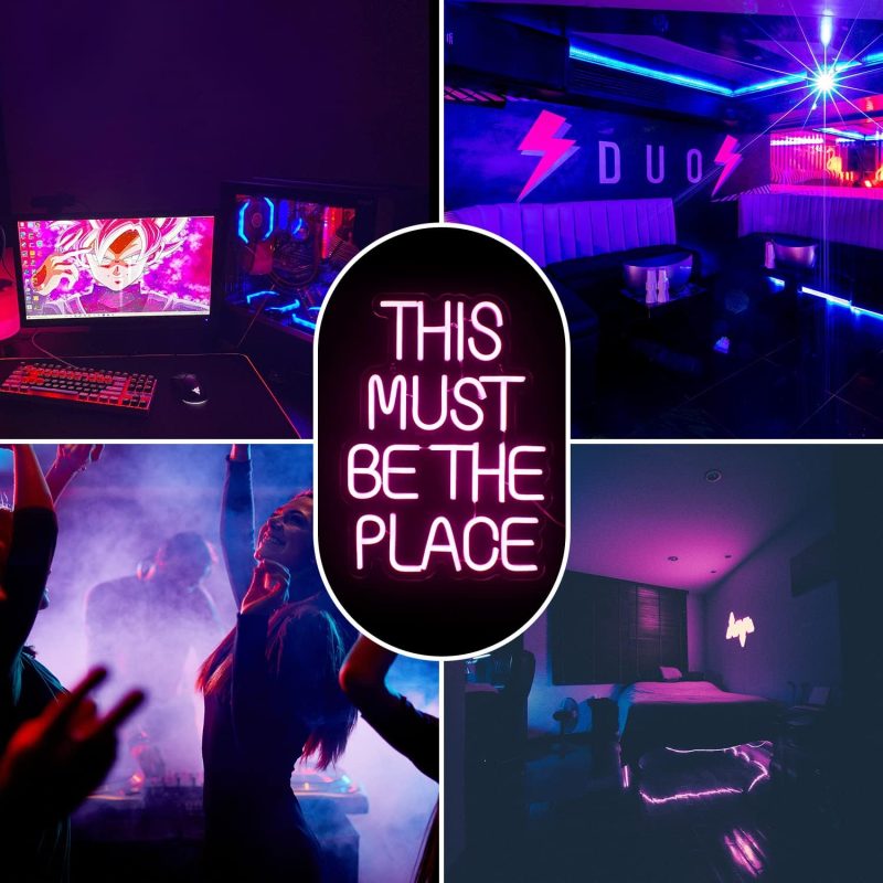 This Must Be The Place Neonlicht Für Wanddekoration, Rosa Schriftzug Neon Light, Led Neon schild mit USB-betrieben Für Schlafzimmer, Spielzimmer, Party, Hochzeit