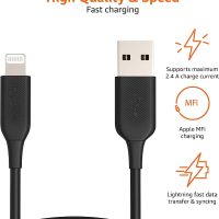 Amazon Basics – Verbindungskabel Lightning auf USB-A, MFi-zertifiziertes Ladekabel für iPhone, schwarz, 0,9 m