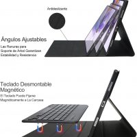 SENGBIRCH Tastatur-Schutzhülle für Samsung Galaxy Tab S8+S8 Plus 2022 /S7 FE 2021 /S7+ S7 Plus 12,4 Zoll 2020, Bluetooth-Tastatur 7 Farben, spanische Hintergrundbeleuchtung, mit PU-Folio-Abdeckung ,ng