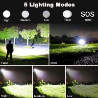 SENDALE LED Taschenlampe Extrem Hell 100000 Lumen CREE Taschenlampen, XHP90 Taschenlampe Batteriebetrieben,IP67 Wasserdicht,5 Lichtmodi Aufladbar USB-C für Camping,Ausrüstung,Militär,Outdoor