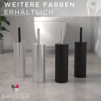 SAVEGA - Das Original - Edelstahl Silikon WC Bürste - Toilettenbürste aus Silikon mit blickdichtem Halter - Hochwertige Klobürste Silikon mit Spritzschutz - Antibakterieller Bürstenhalter - Weiß