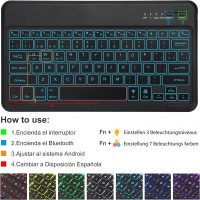 SENGBIRCH Tastatur-Schutzhülle für Samsung Galaxy Tab S8+S8 Plus 2022 /S7 FE 2021 /S7+ S7 Plus 12,4 Zoll 2020, Bluetooth-Tastatur 7 Farben, spanische Hintergrundbeleuchtung, mit PU-Folio-Abdeckung ,ng