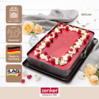 Zenker 7022 Rechteck-Springform DELUXE, eckige Premium-Backform mit emailliertem Boden und Auslaufschutz, Kuchenform mit Antihaftbeschichtung (Farbe: Schwarz metallic), Menge: 1 Stück