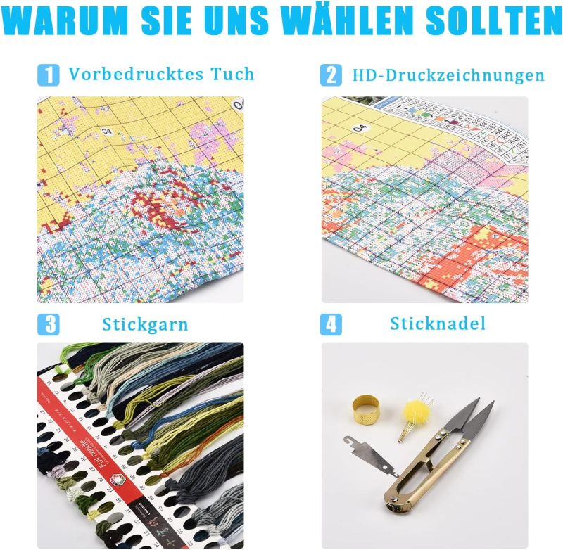 SYMON Kreuzstich Set Vorgedruckt,Dinosaurier,11 CT Kreuzstich Stickpackungen,Stickbilder Vorgedruckt Kreuzstich für Wandkunst-Heimdekoration 40 × 50cm