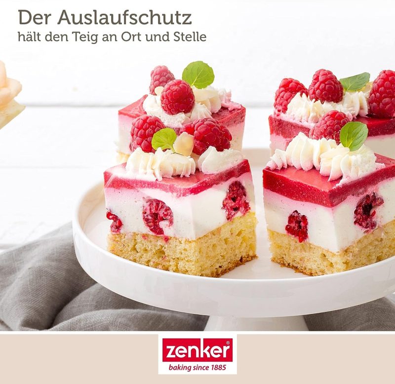 Zenker 7022 Rechteck-Springform DELUXE, eckige Premium-Backform mit emailliertem Boden und Auslaufschutz, Kuchenform mit Antihaftbeschichtung (Farbe: Schwarz metallic), Menge: 1 Stück