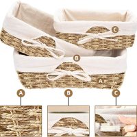 OUTBROS Aufbewahrungskorb Geflochten, 3er Set Spielzeug Aufbewahrung Badezimmer Körbchen, Wickeltisch Organizer Körbchen Kinderzimmer Boxen Basket Kleiner Korb, Papierseil