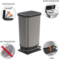 Rotho Paso Mülleimer 40l mit Deckel, hexagon, Kunststoff