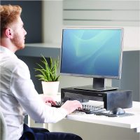Fellowes Monitorständer Designer Suites, höhenverstellbar um 4 cm, ergonomisch, mit Aufbewahrungsfach, für Monitore bis 21 Zoll BZW. 18 kg