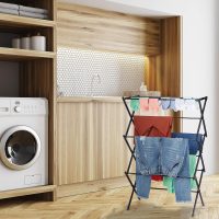 Relaxdays Wäscheständer, klappbar, ausziehbar, 11 Stangen, 6 Ebenen, platzsparender Turmwäscheständer, Metall, grau