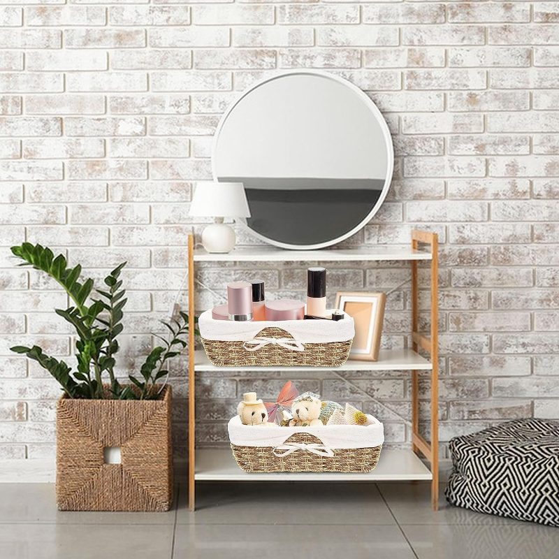 OUTBROS Aufbewahrungskorb Geflochten, 3er Set Spielzeug Aufbewahrung Badezimmer Körbchen, Wickeltisch Organizer Körbchen Kinderzimmer Boxen Basket Kleiner Korb, Papierseil