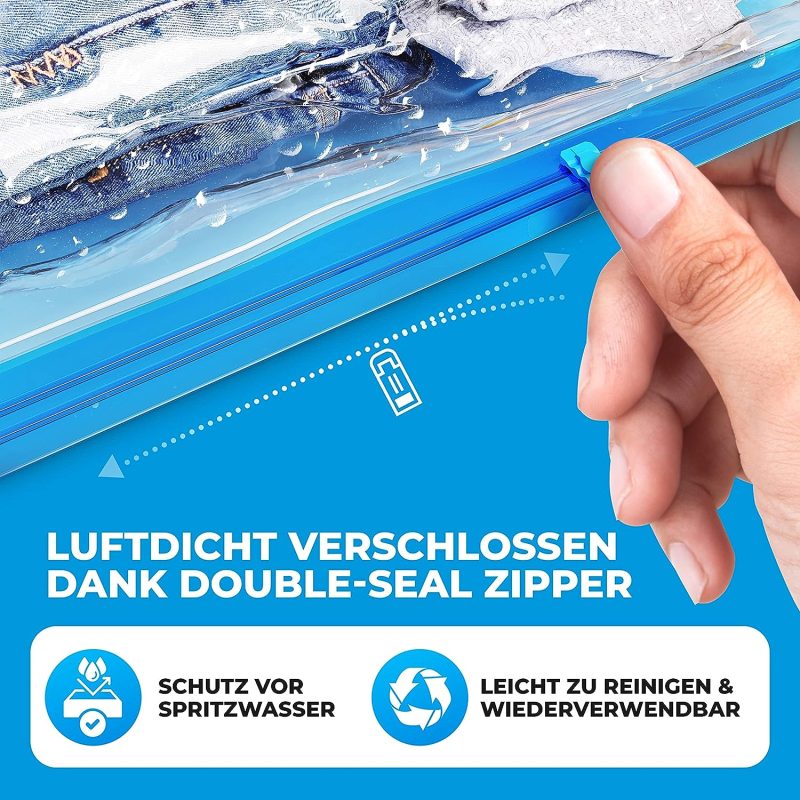 SilverRack Vakuumbeutel Set Reise [8 Stück] in Größe (50x70 cm) - Travel Vakuumbeutel für Kleidung zum Rollen - Vakuum Kleiderbeutel - Kleider Vakuumierbeutel als Backpacker Vacuum Bags
